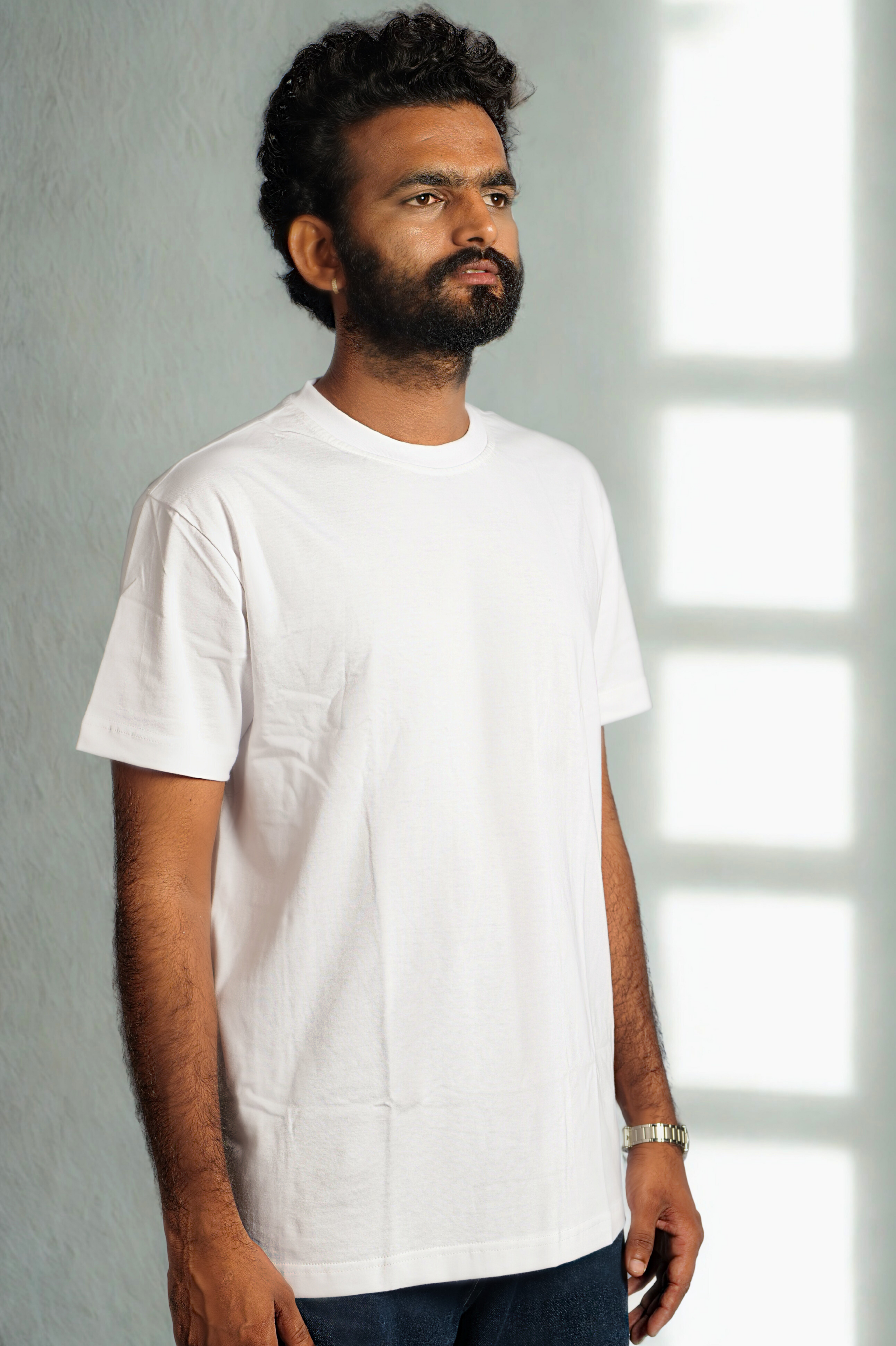 Men’s White Half-Sleeve T-Shirt – Regular Fit