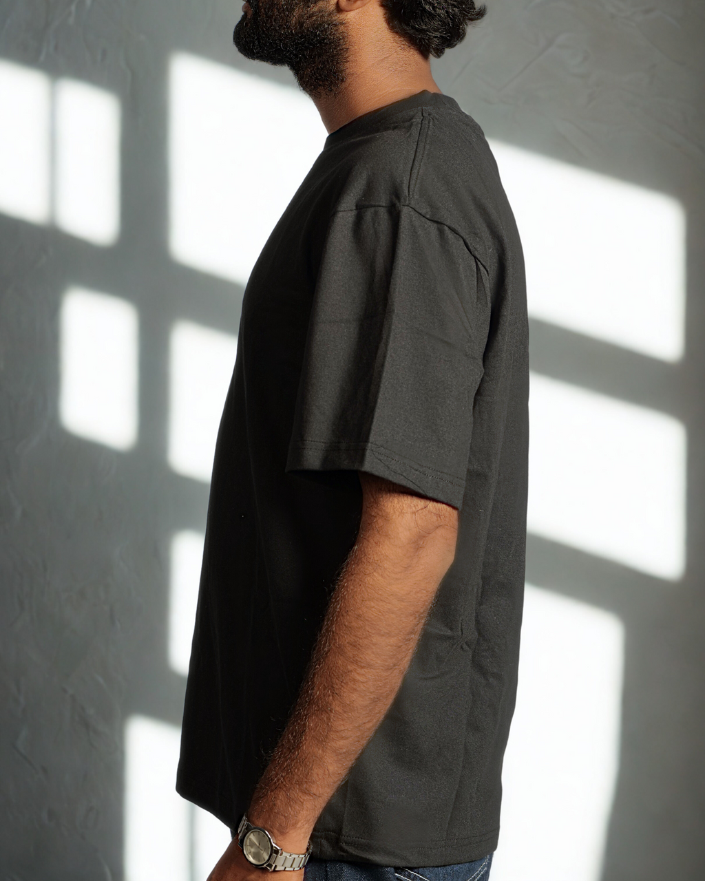 Men’s  Black Drop Shoulder T-Shirt – Oversize Fit