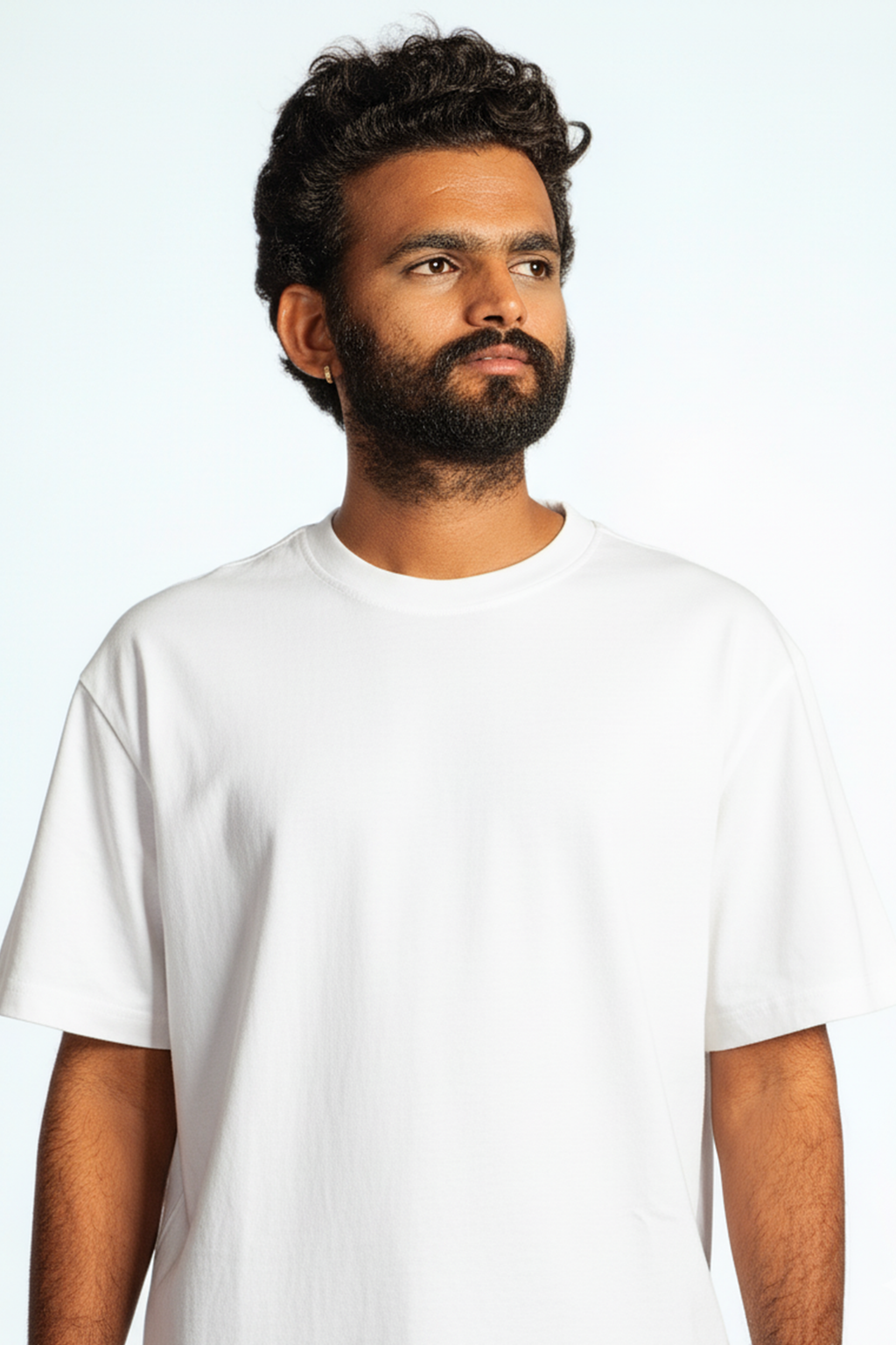 Men’s White Drop Shoulder T-Shirt – Oversize Fit
