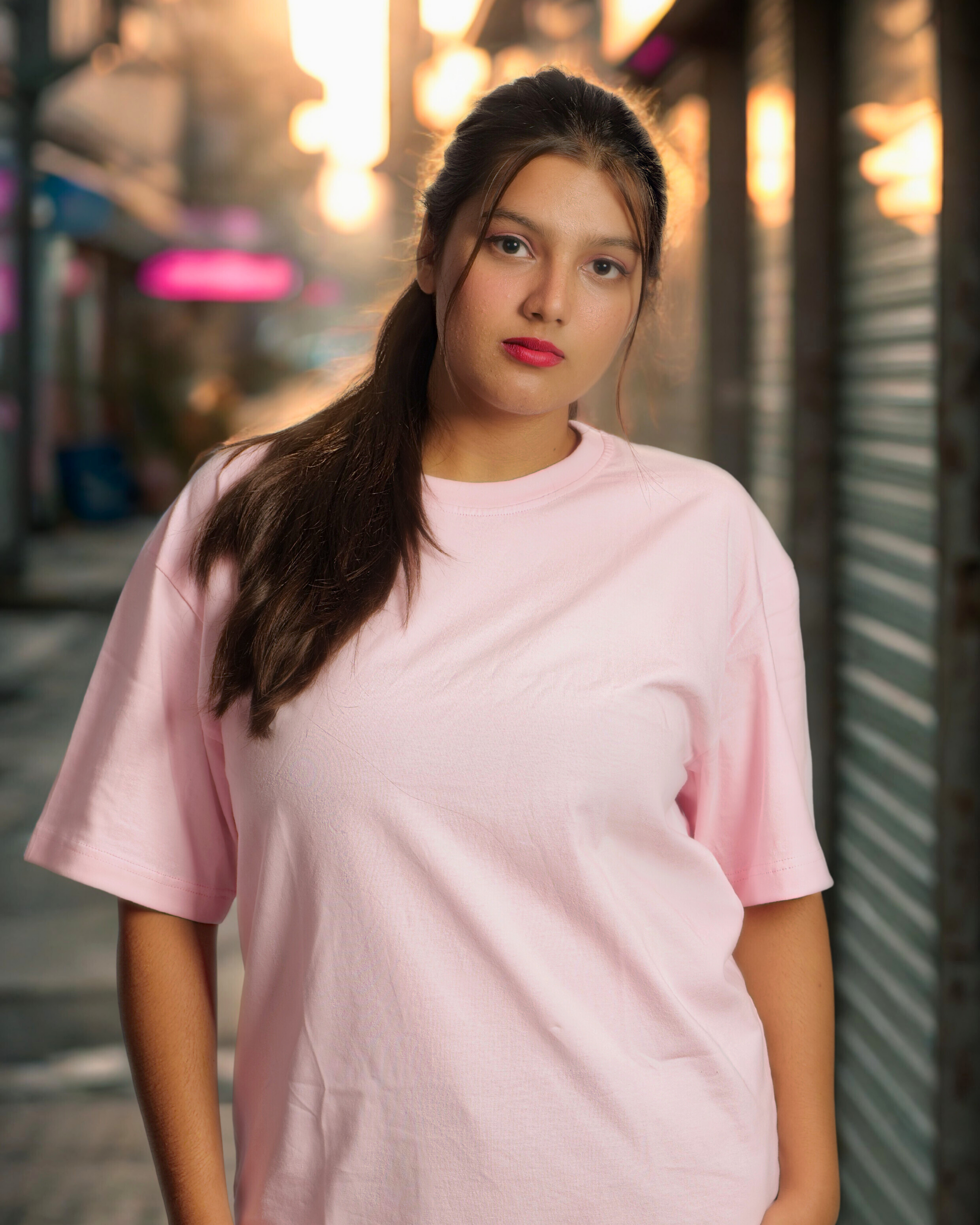 Womens’s Somrey Pink Drop Shoulder T-Shirt – Oversize Fit