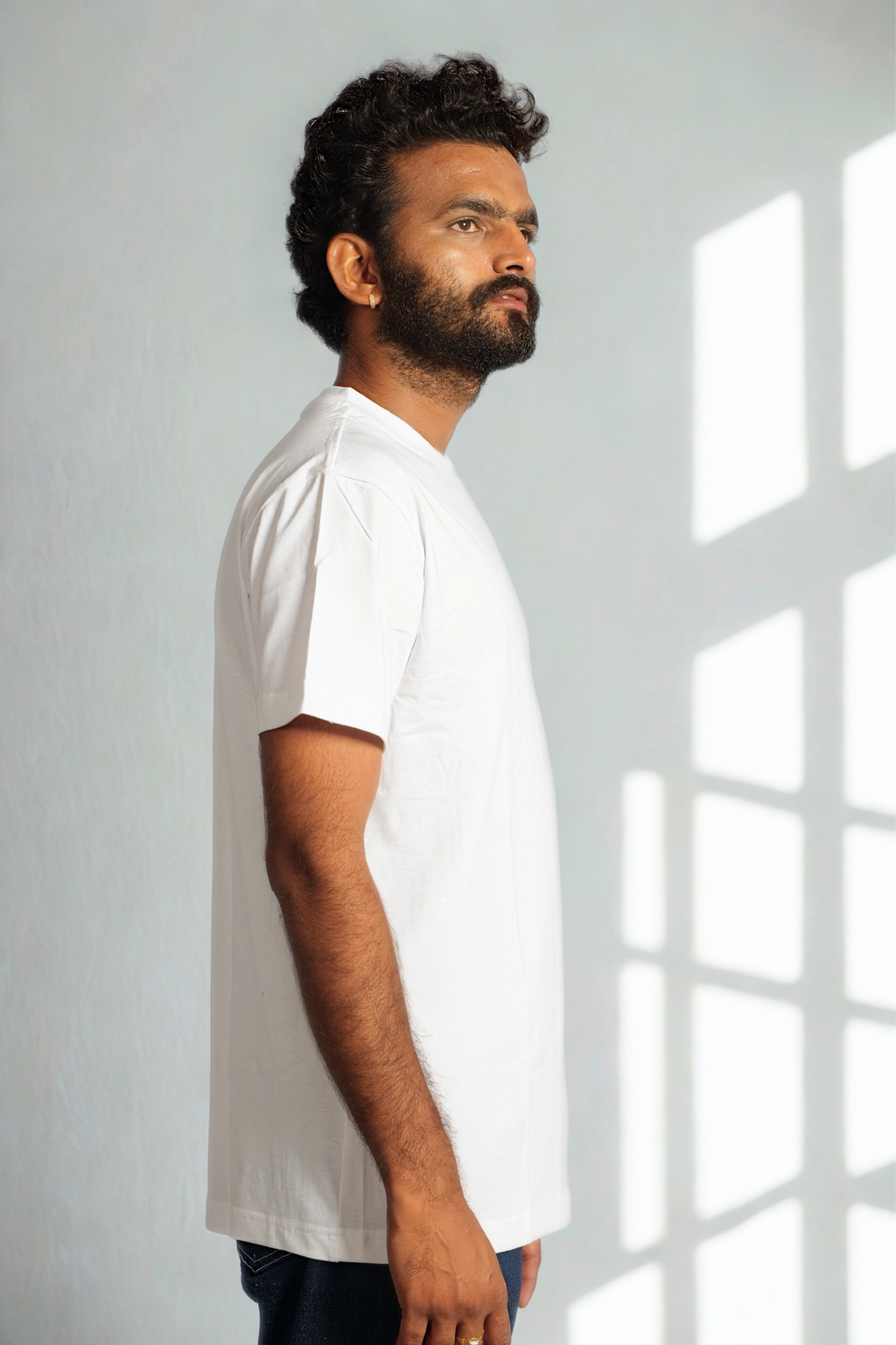 Men’s White Half-Sleeve T-Shirt – Regular Fit