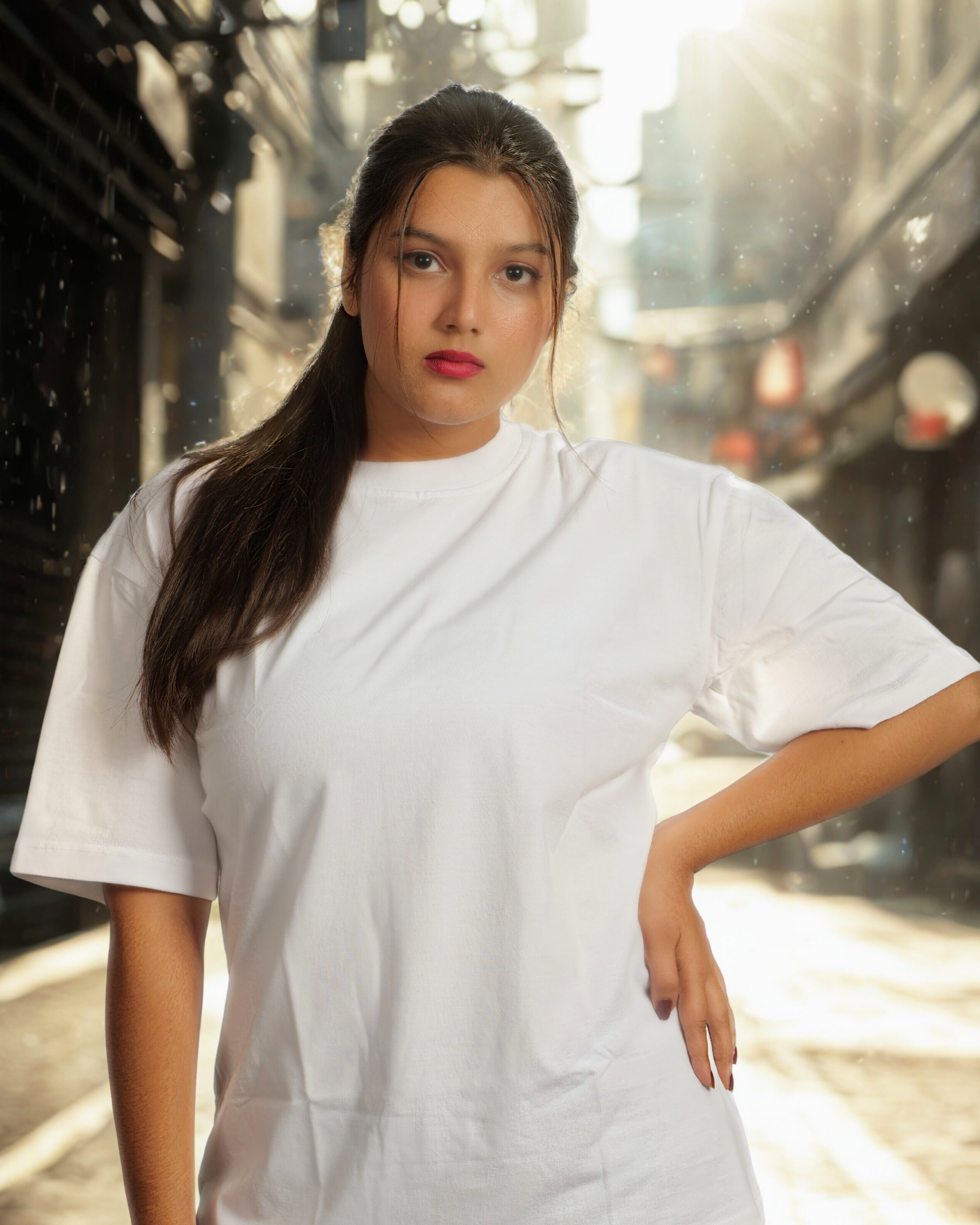 Women’s White Drop Shoulder T-Shirt – Oversize Fit