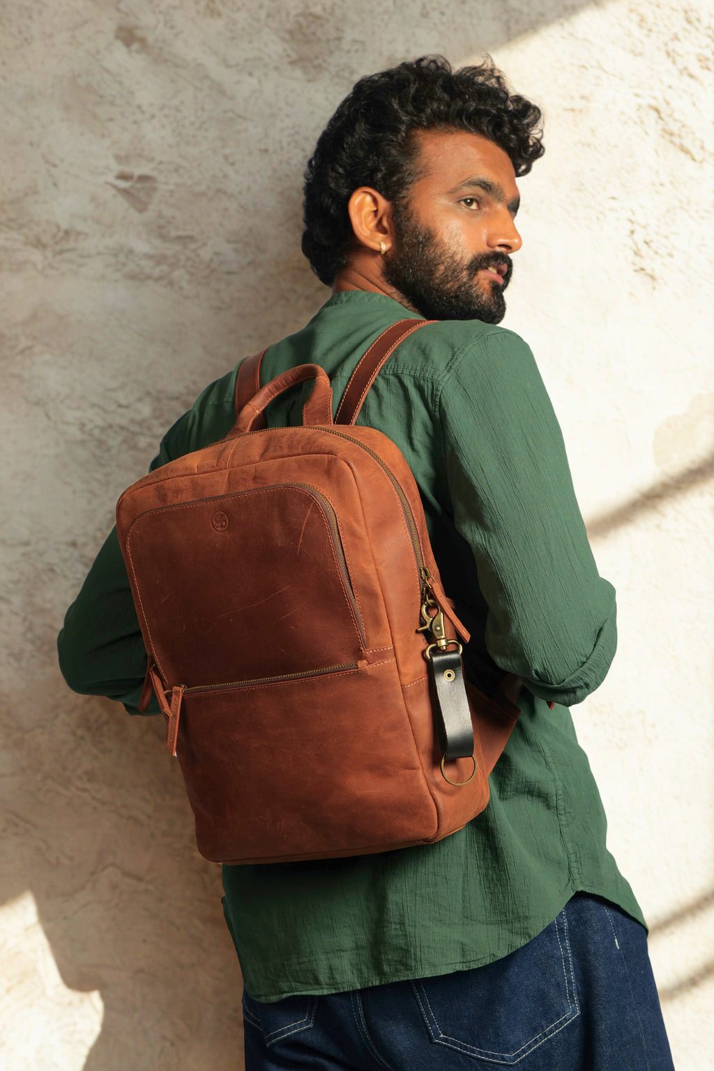 Leather Backpack In Brown Colour