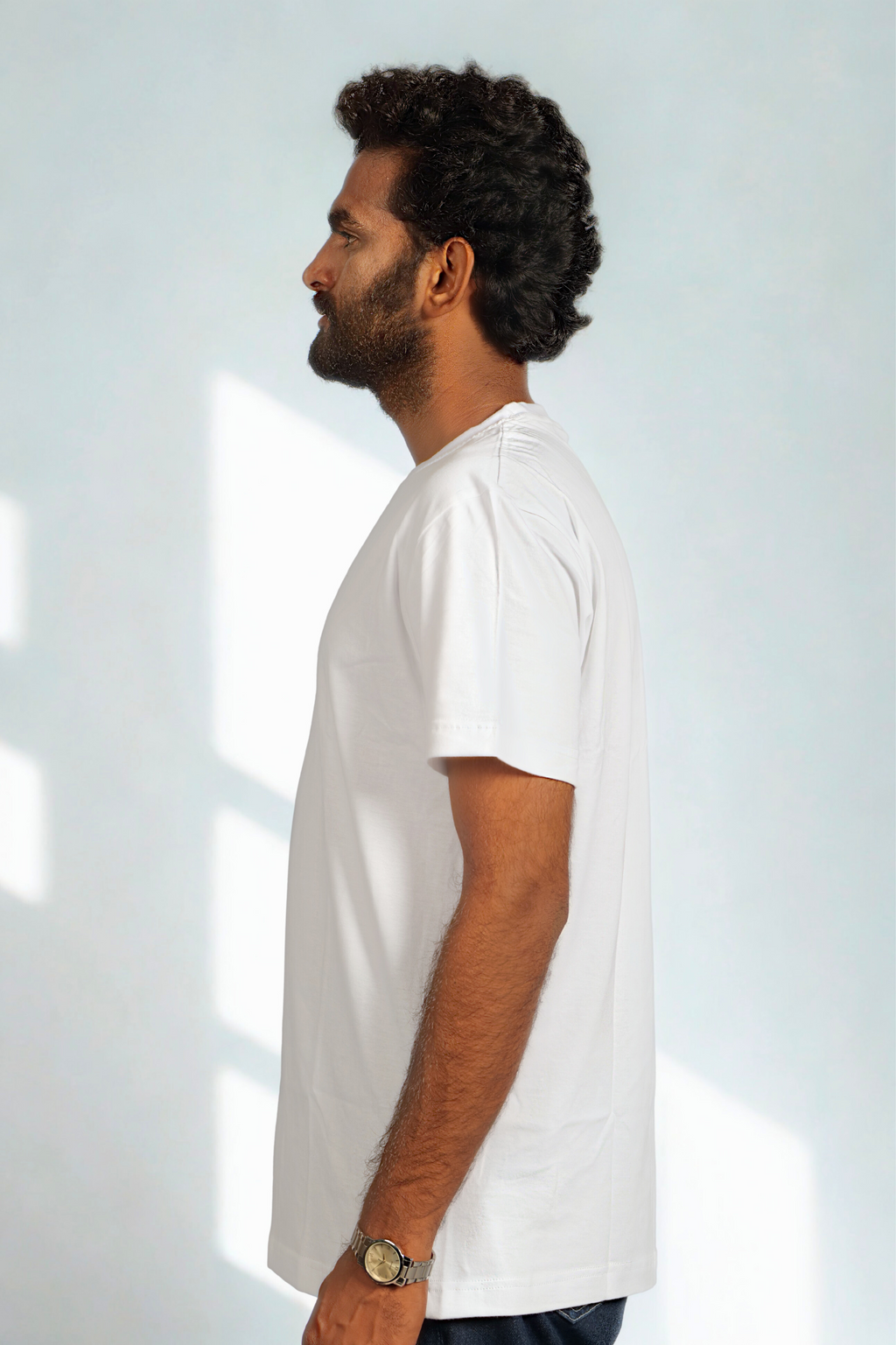 Men’s White Half-Sleeve T-Shirt – Regular Fit