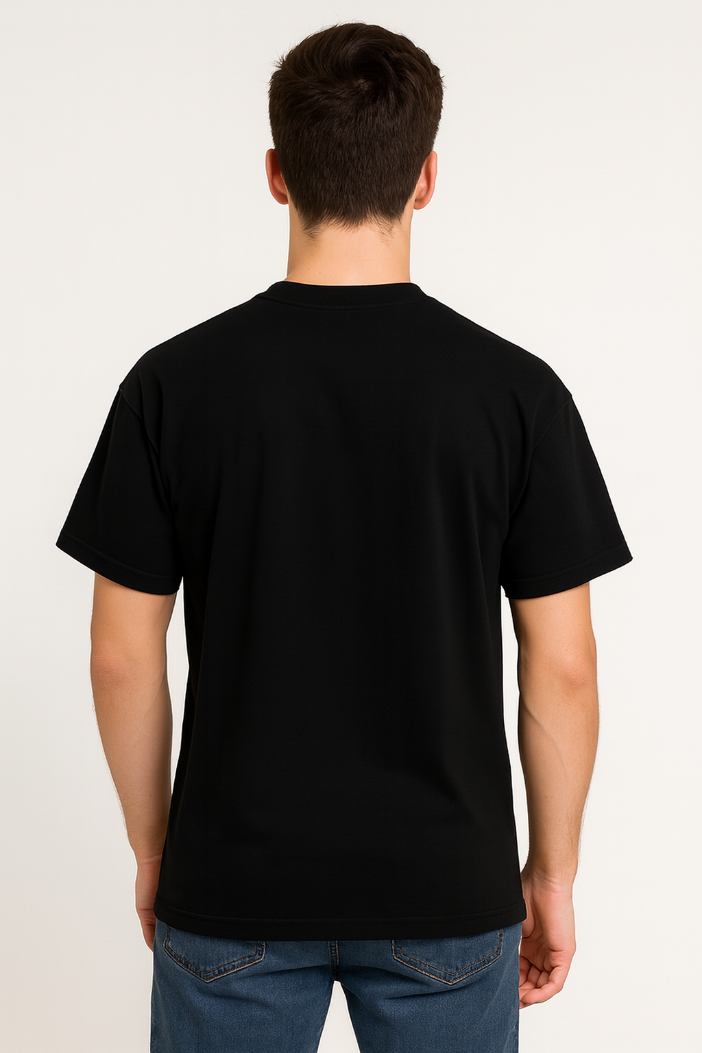 Black Unisex Half Sleeve Round Neck Printed T-Shirt