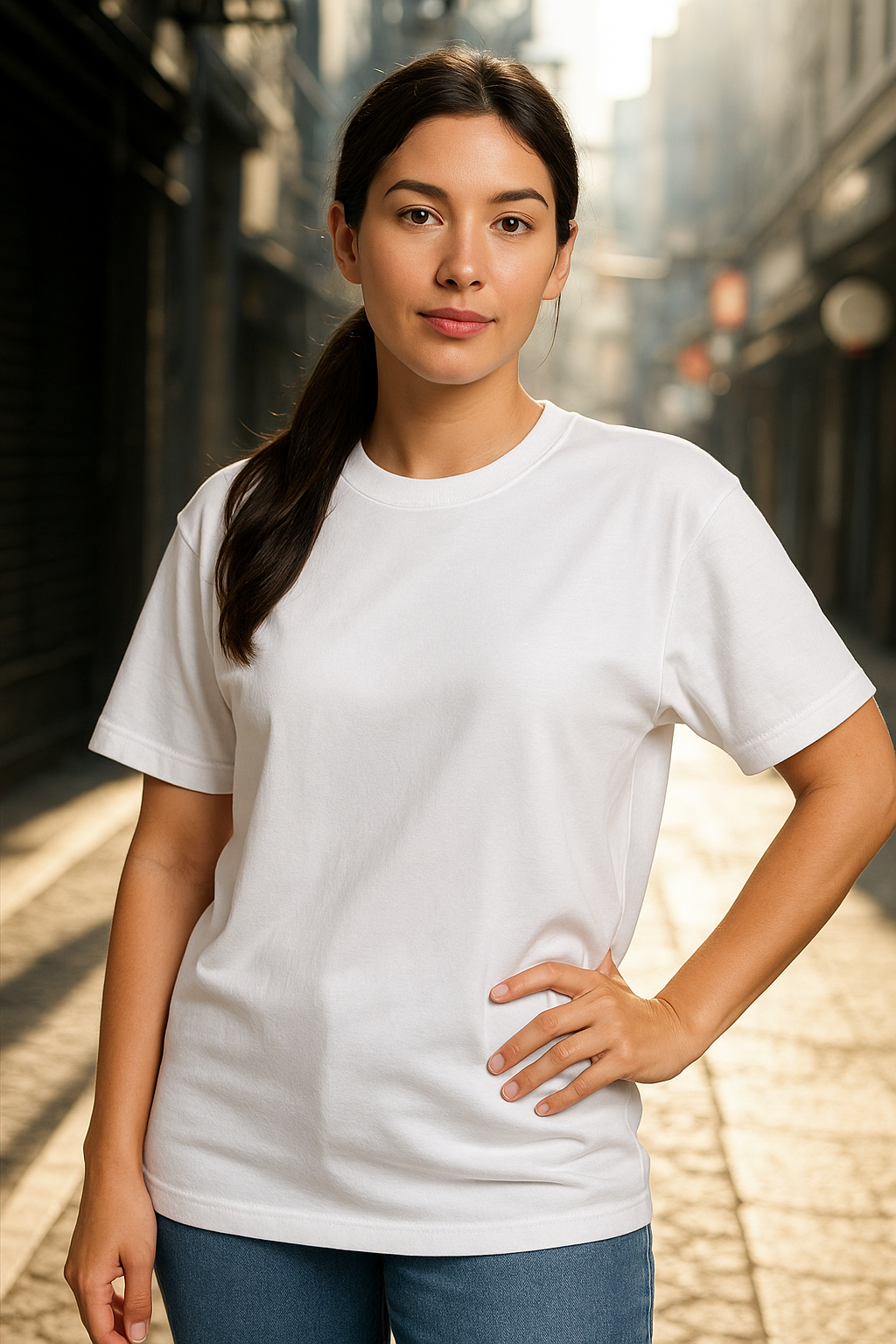 Women’s White Drop Shoulder T-Shirt – Oversize Fit