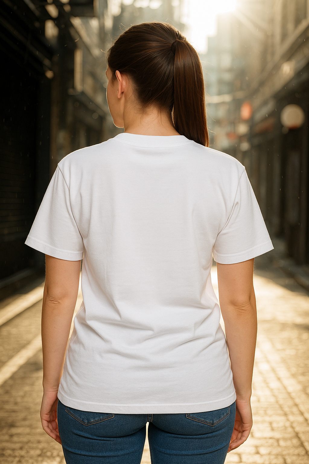Women’s White Drop Shoulder T-Shirt – Oversize Fit