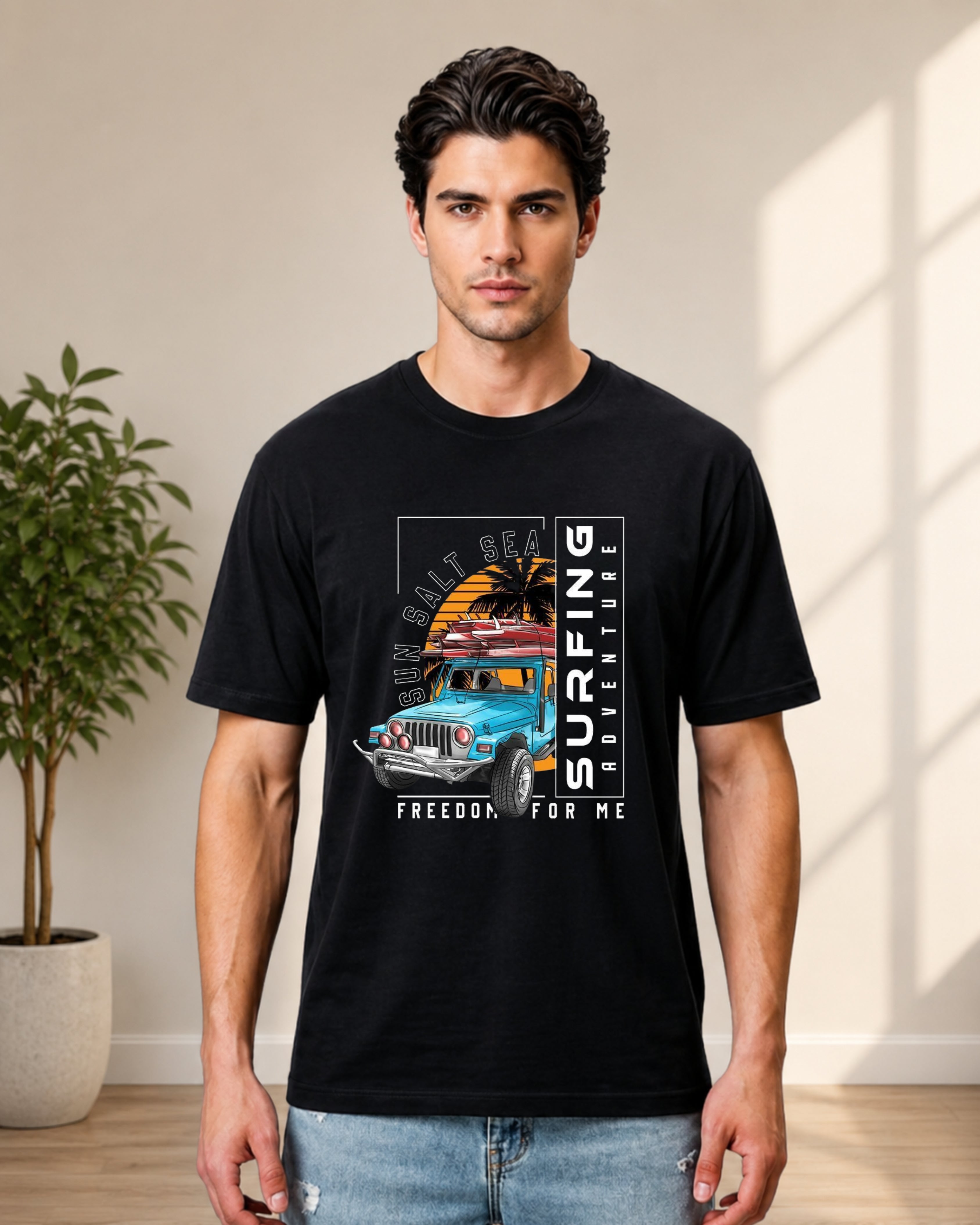 KUSHTUG Oversized T-Shirt for Men | Premium Black Graphic Tee