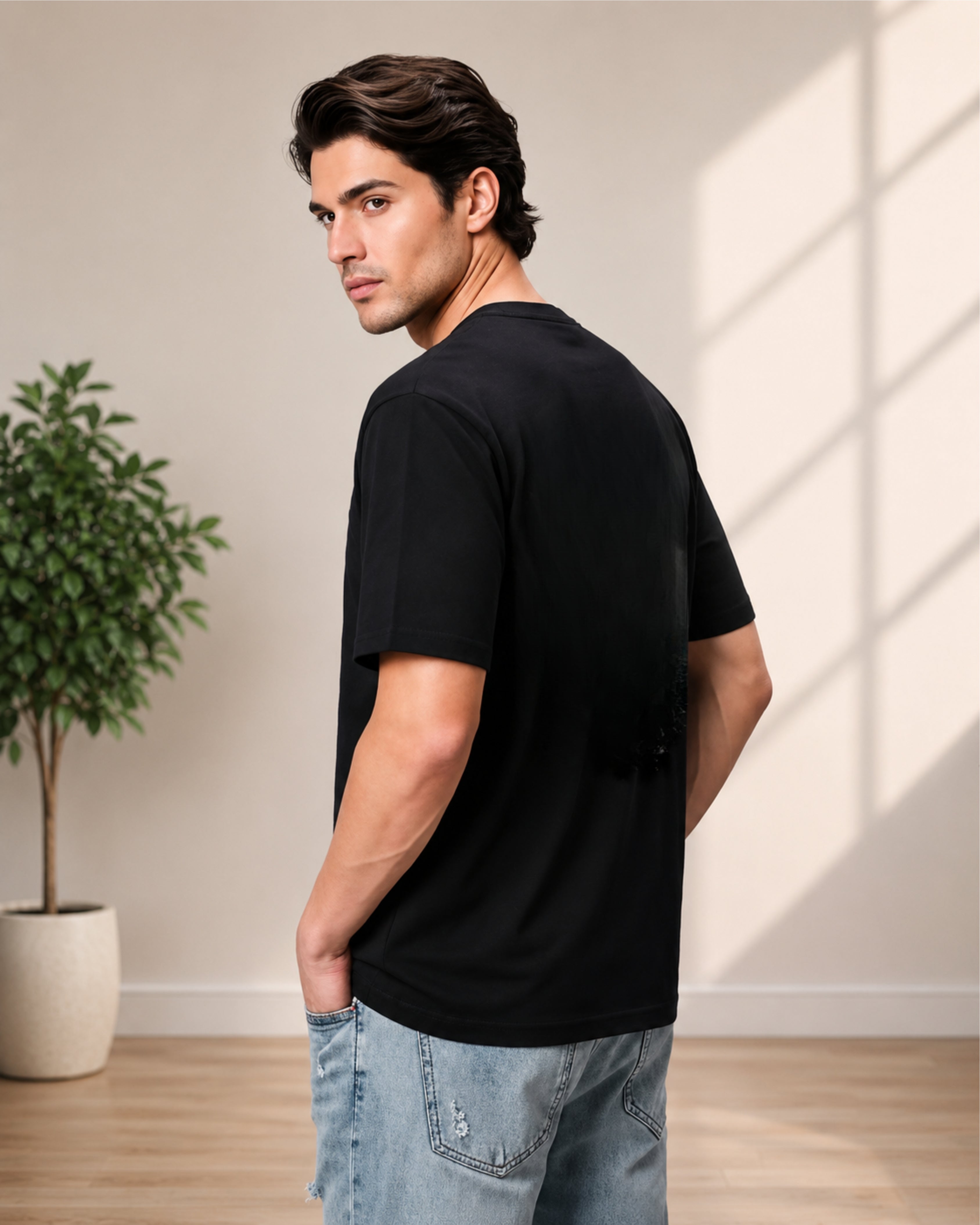 KUSHTUG Oversized T-Shirt for Men | Premium Black Graphic Tee