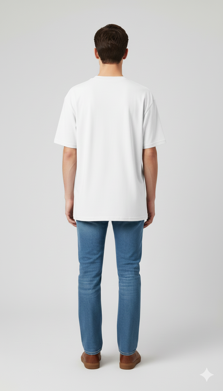 White Unisex Half Sleeve Round Neck Printed T-Shirt