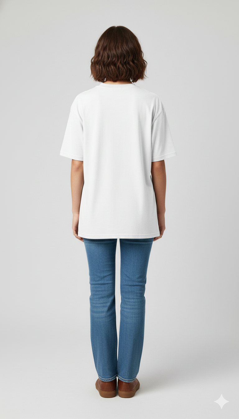 White Unisex Half Sleeve Round Neck Printed T-Shirt