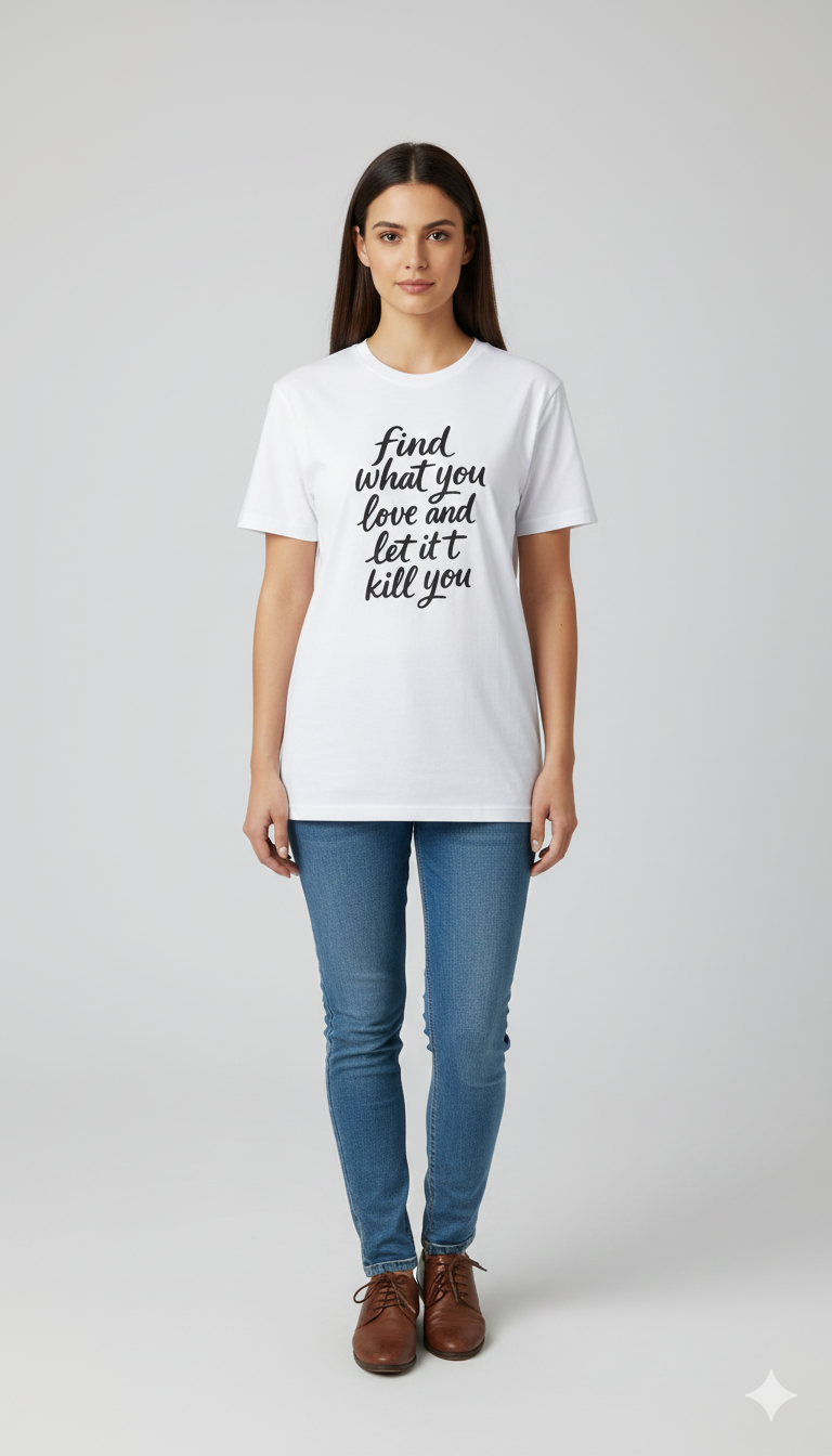 White Unisex Half Sleeve Round Neck Printed T-Shirt