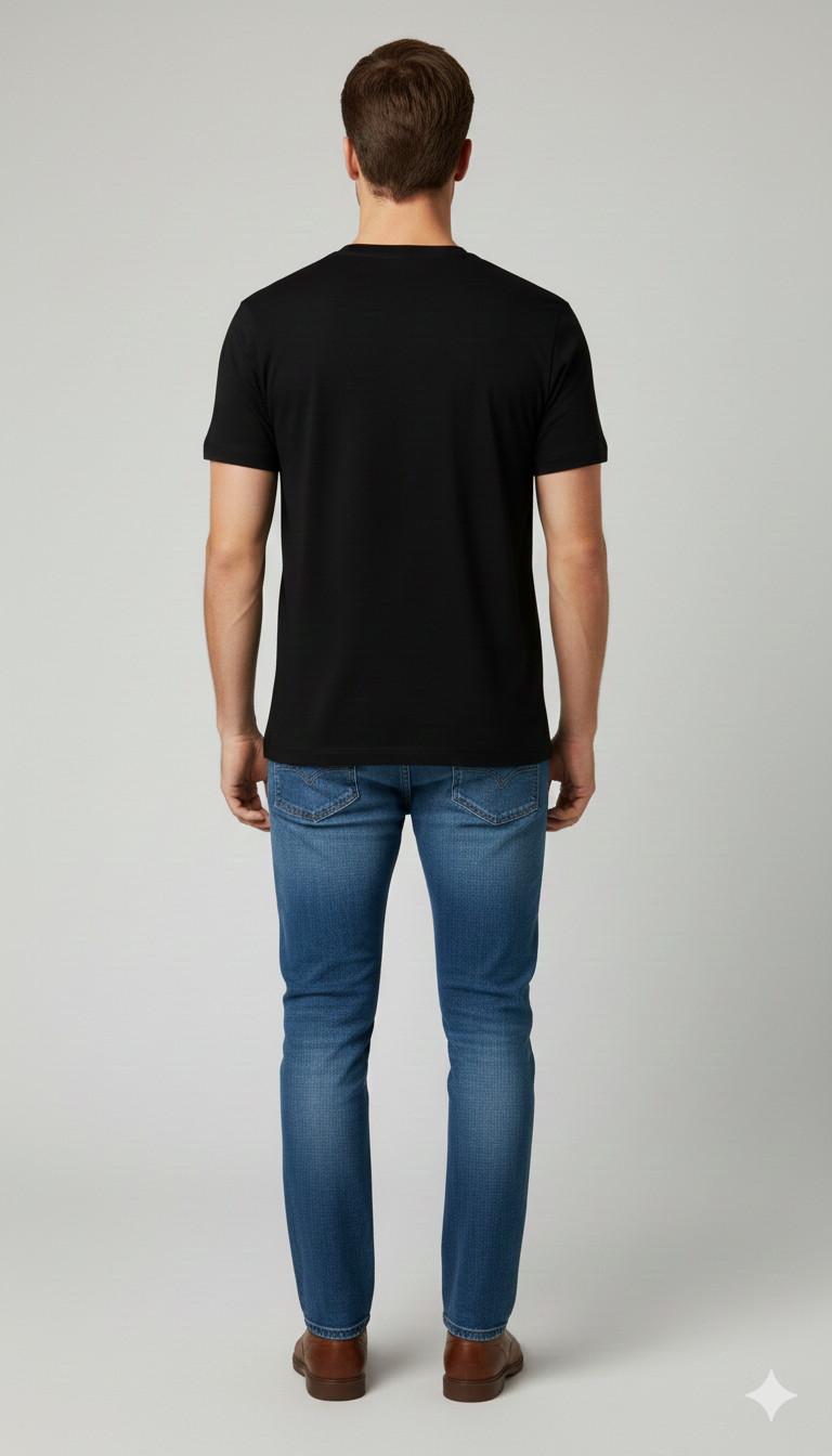 Black Unisex Half Sleeve Round Neck Printed T-Shirt