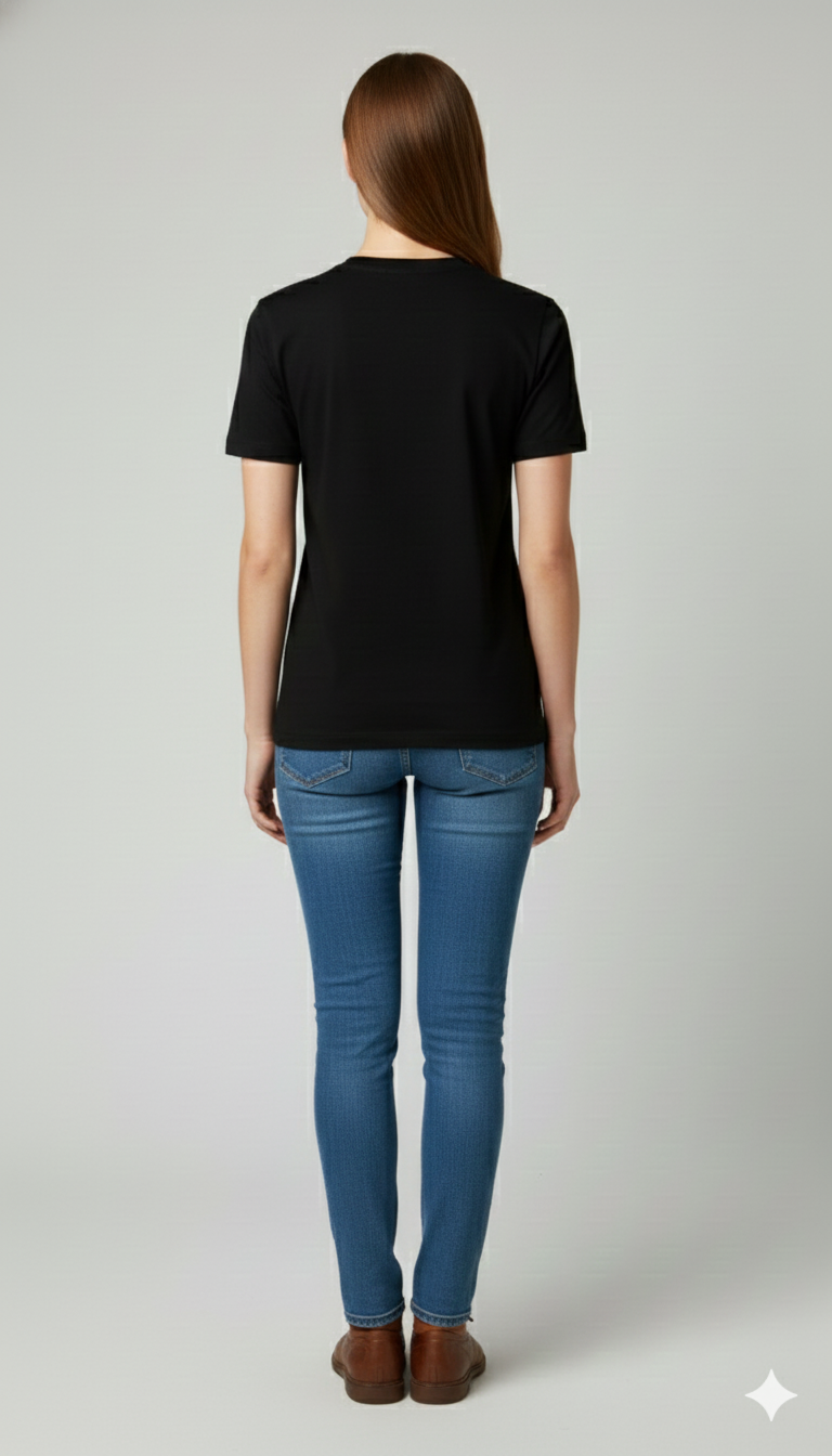 Black Unisex Half Sleeve Round Neck Printed T-Shirt