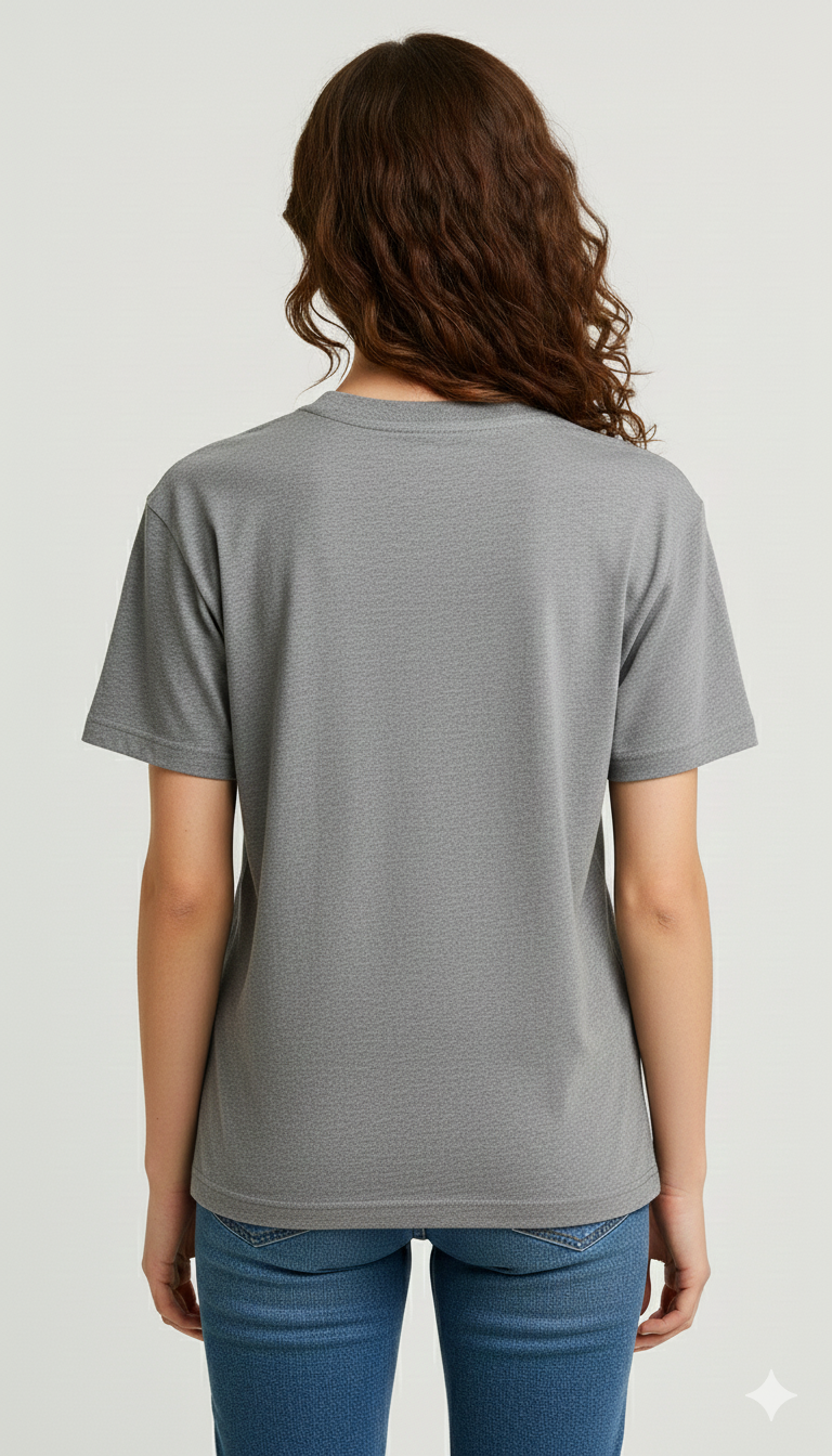 Grey Unisex Half Sleeve Round Neck Printed T-Shirt