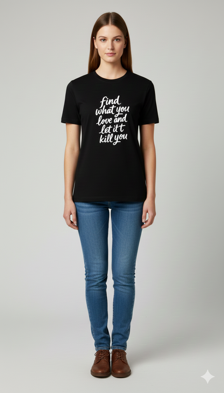 Black Unisex Half Sleeve Round Neck Printed T-Shirt