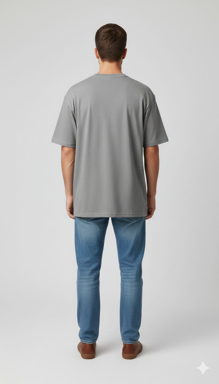 Grey Unisex Half Sleeve Round Neck Printed T-Shirt