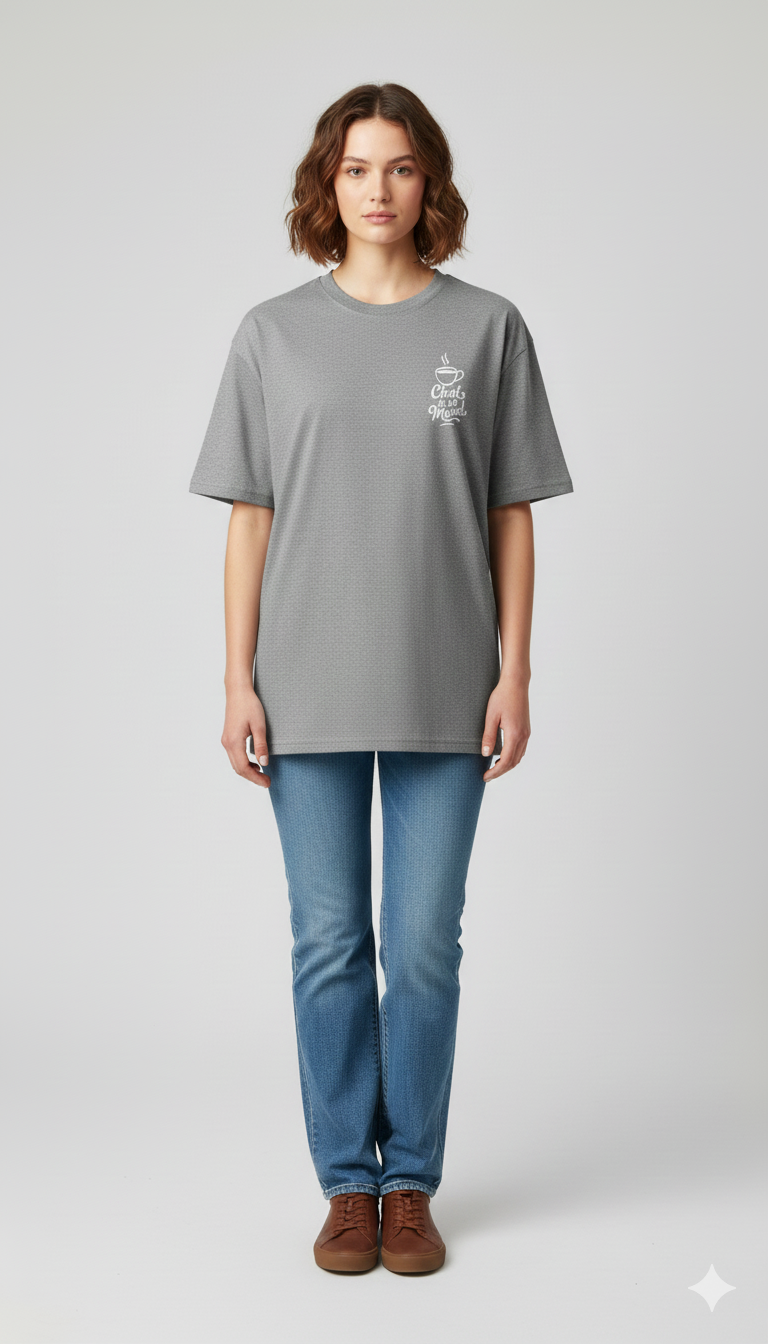 Grey Unisex Half Sleeve Round Neck Printed T-Shirt