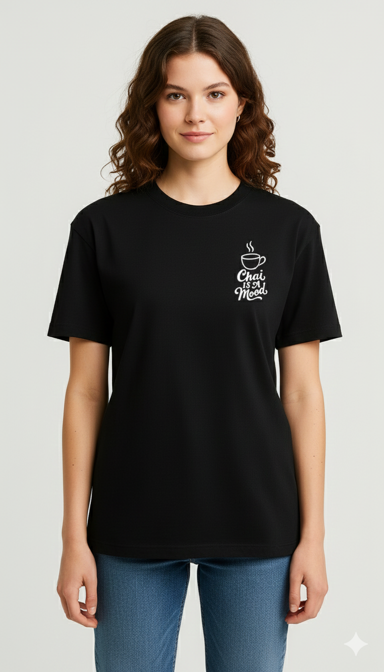 Black Unisex Half Sleeve Round Neck Printed T-Shirt