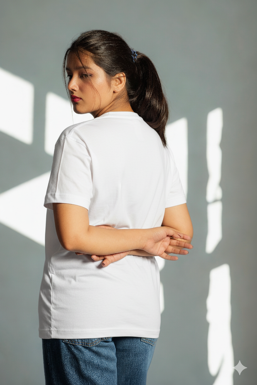 Women’s White Half-Sleeve T-Shirt – Regular Fit