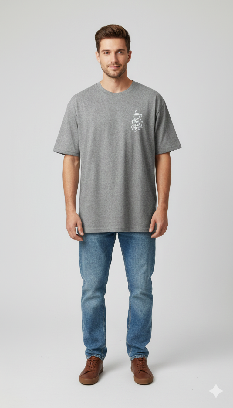 Grey Unisex Half Sleeve Round Neck Printed T-Shirt