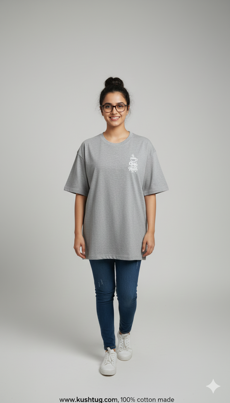 Grey Unisex Half Sleeve Round Neck Printed T-Shirt