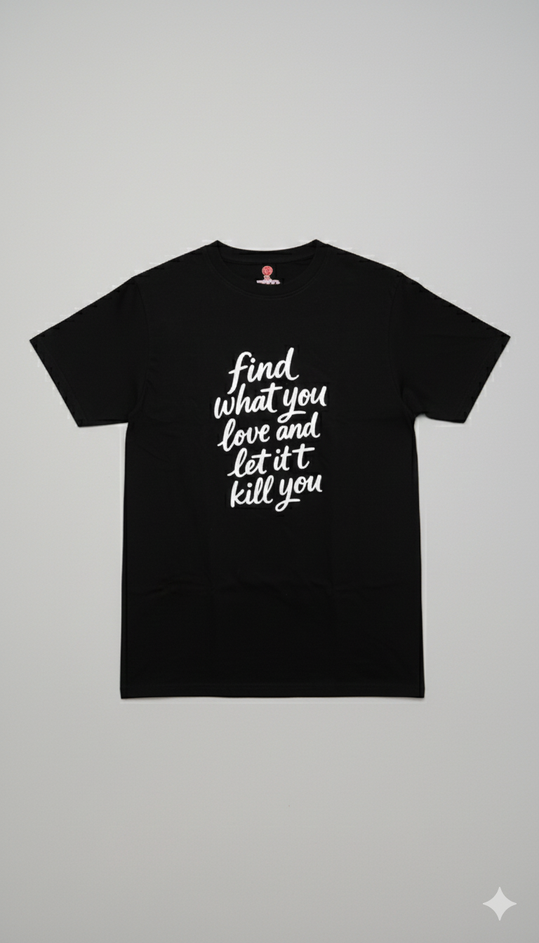 Black Unisex Half Sleeve Round Neck Printed T-Shirt