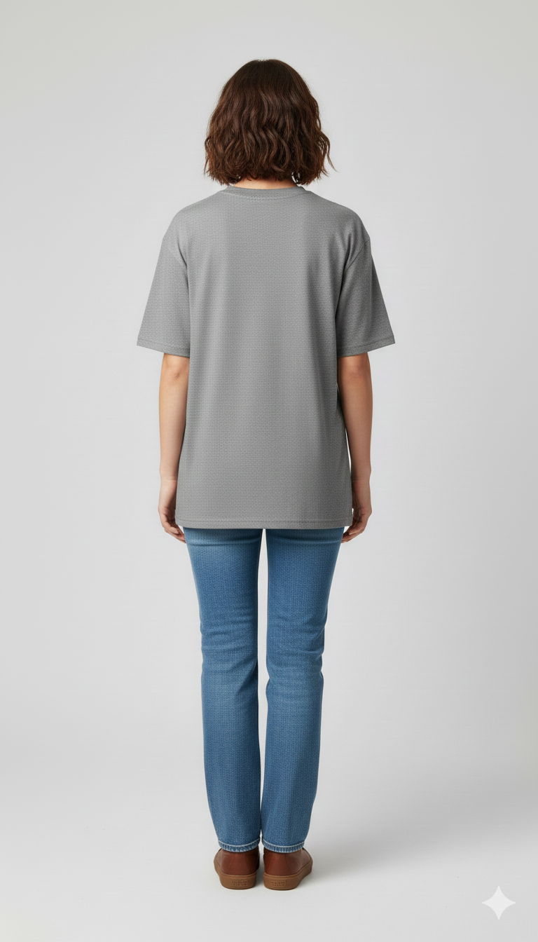 Grey Unisex Half Sleeve Round Neck Printed T-Shirt