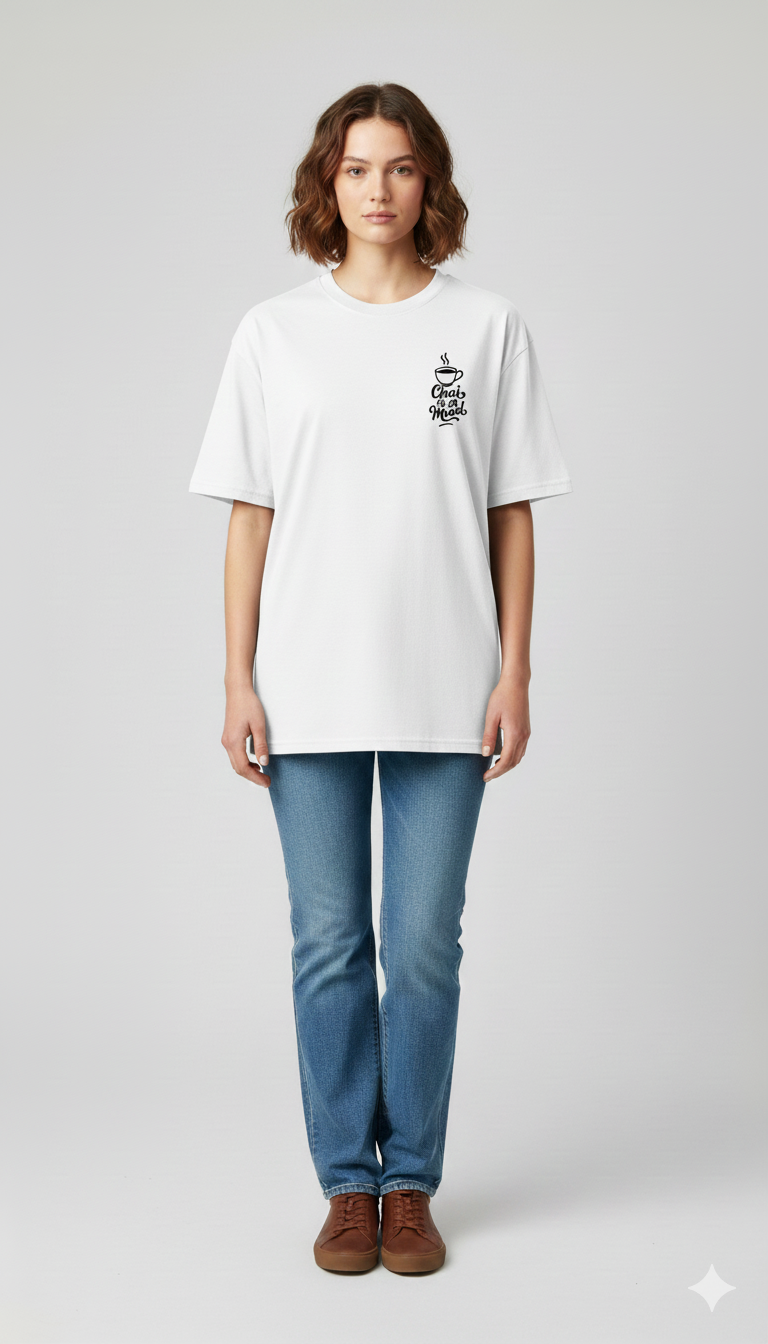 White Unisex Half Sleeve Round Neck Printed T-Shirt