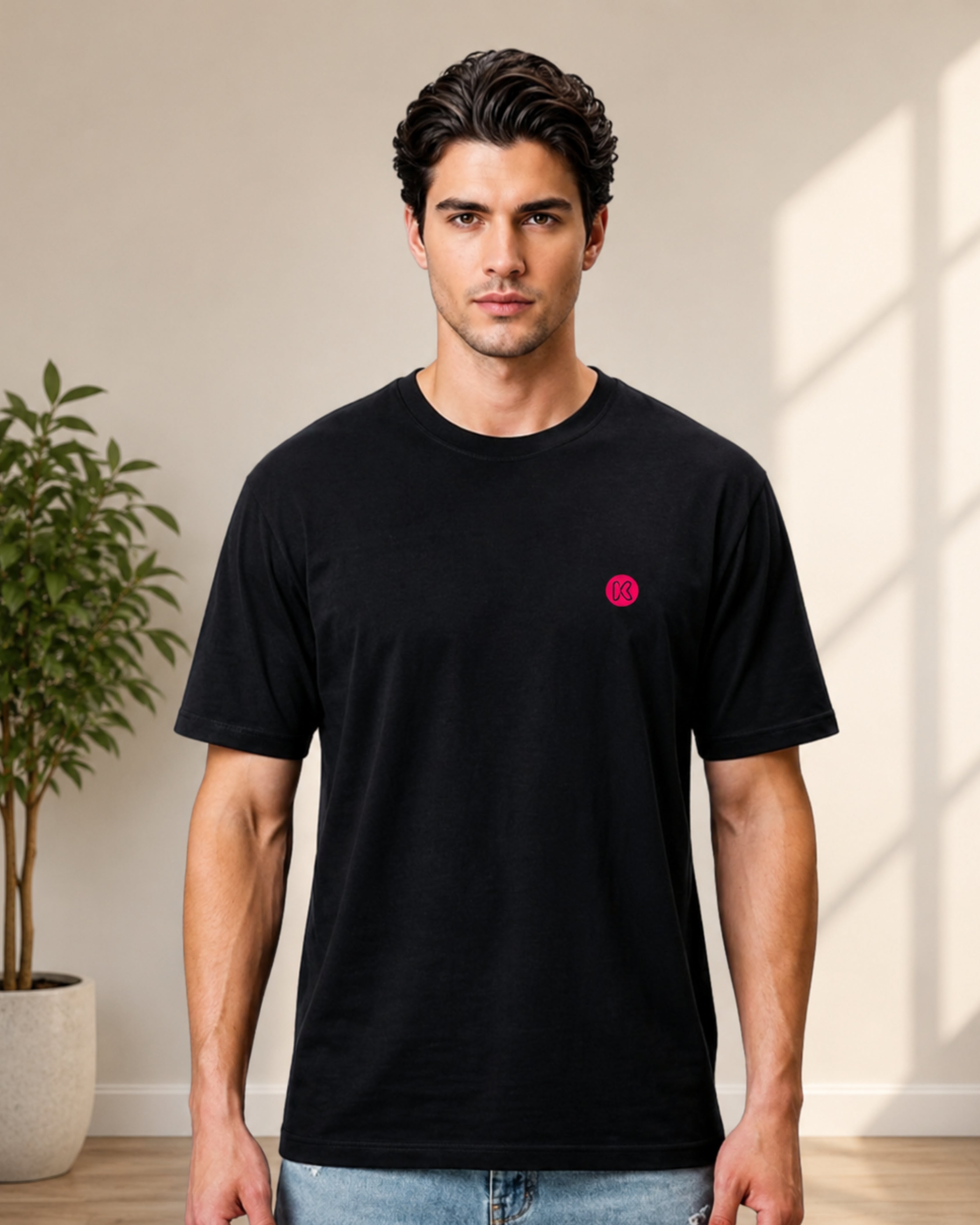 KUSHTUG Oversized T-Shirt for Men | Premium Black Printed Tee