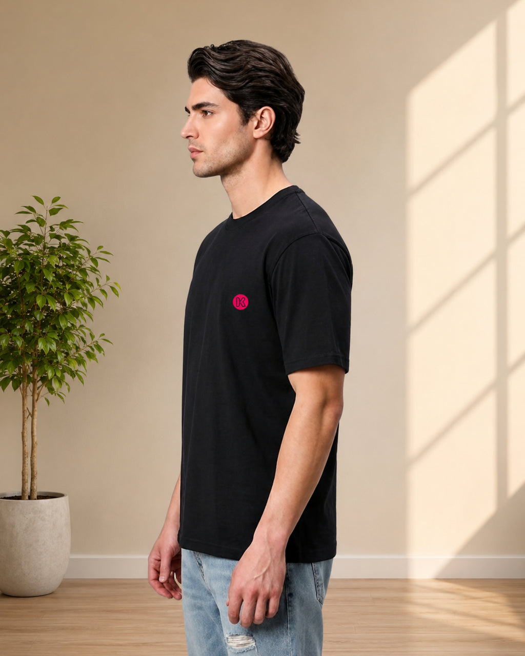 KUSHTUG Oversized T-Shirt for Men | Premium Black Printed Tee