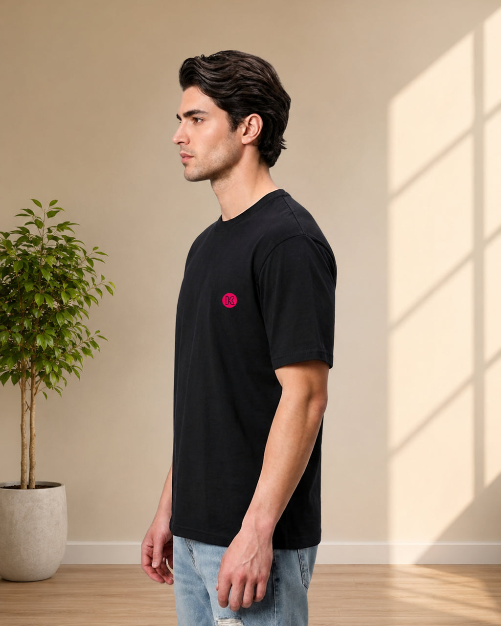 KUSHTUG Oversized T-Shirt for Men | Premium Black Printed Tee