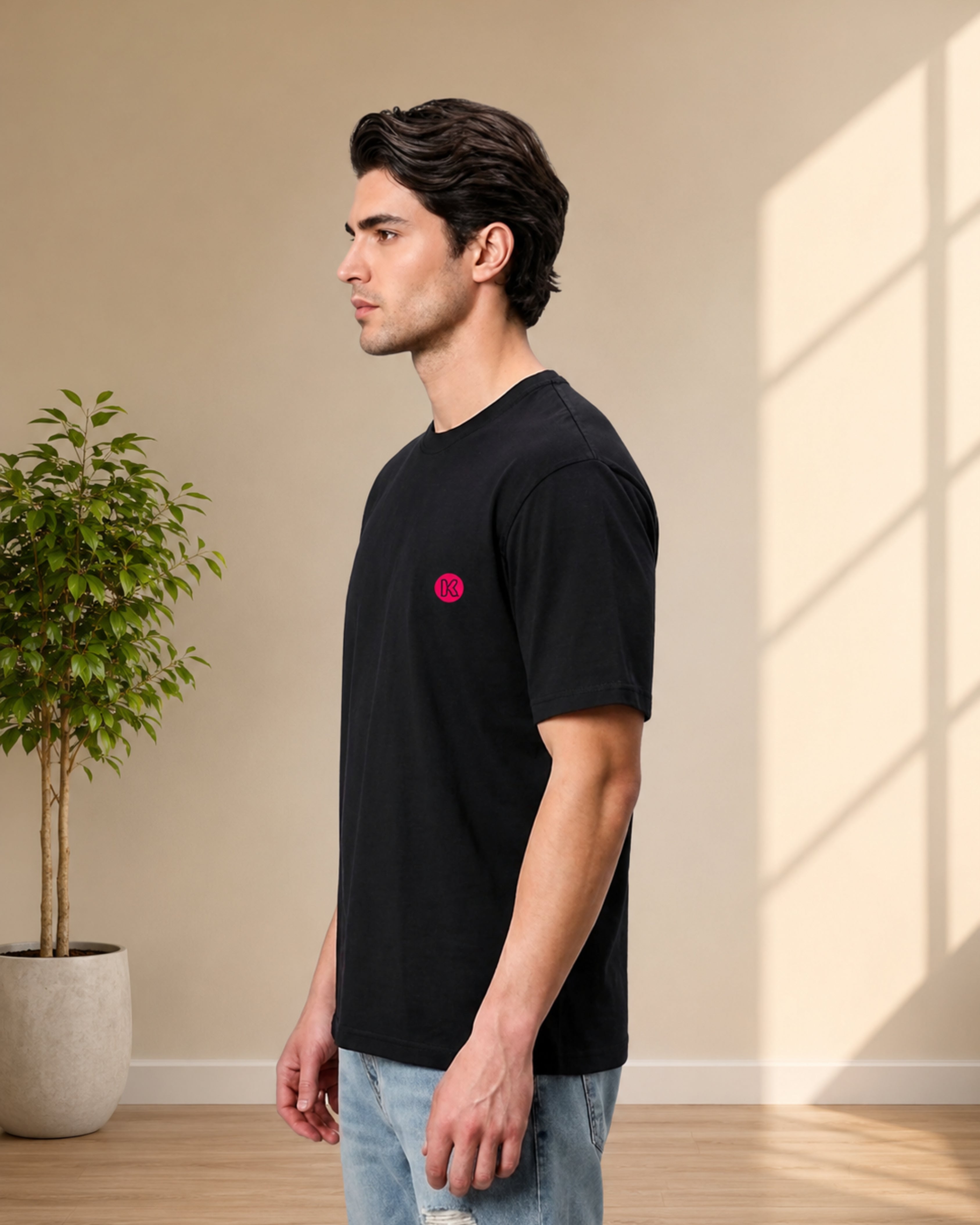 KUSHTUG Oversized T-Shirt for Men | Premium Black Printed Tee