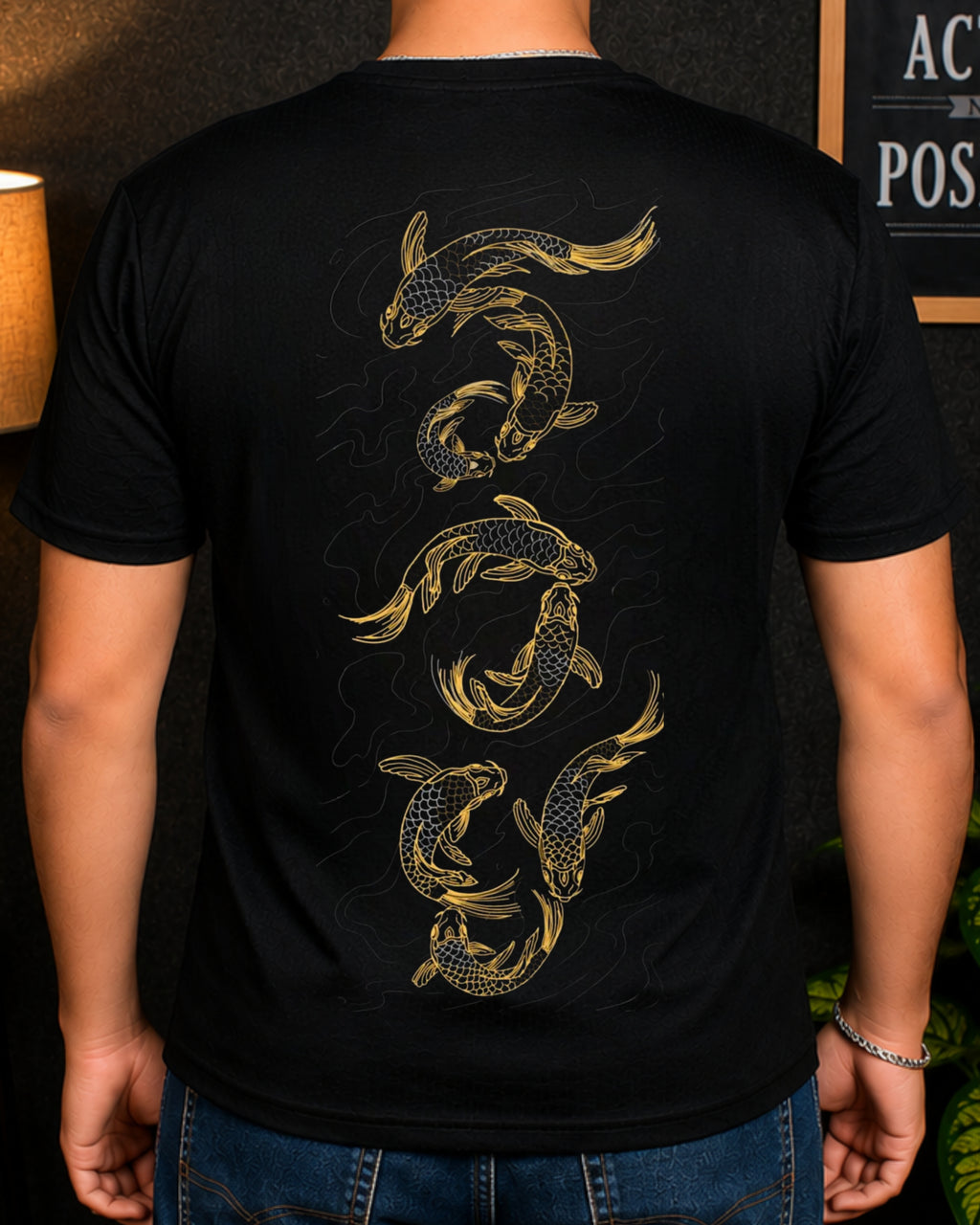 KUSHTUG Oversized T-Shirt for Men | Premium Black Fish Printed Tee