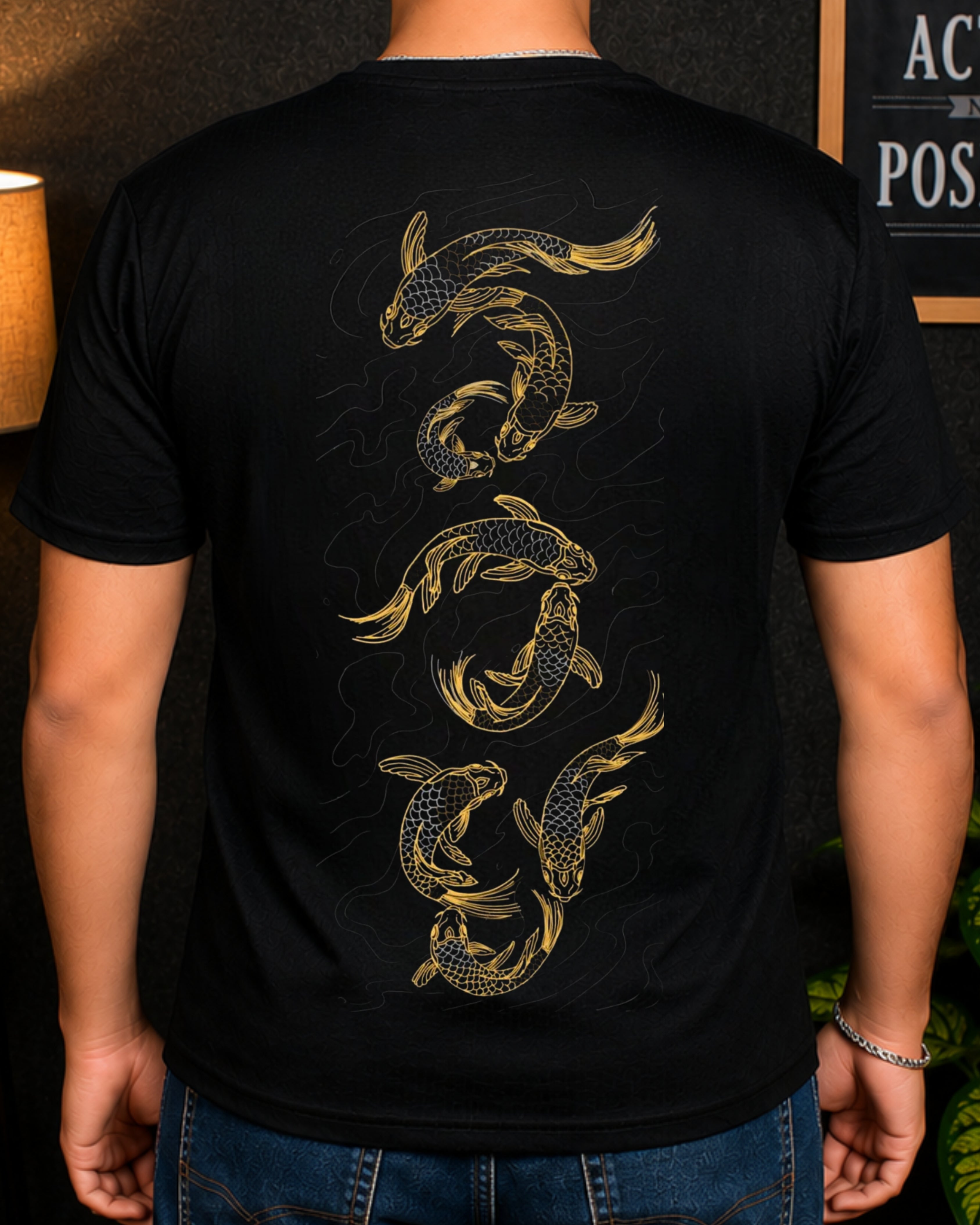 KUSHTUG Oversized T-Shirt for Men | Premium Black Fish Printed Tee