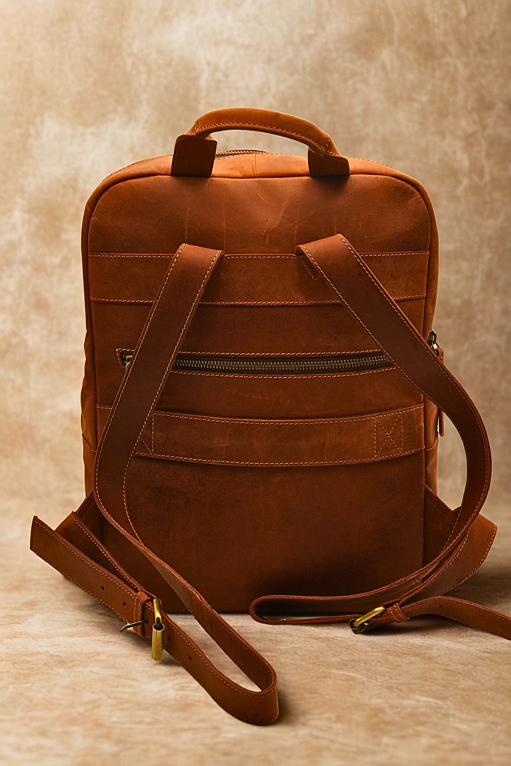 Leather Backpack In Brown Colour