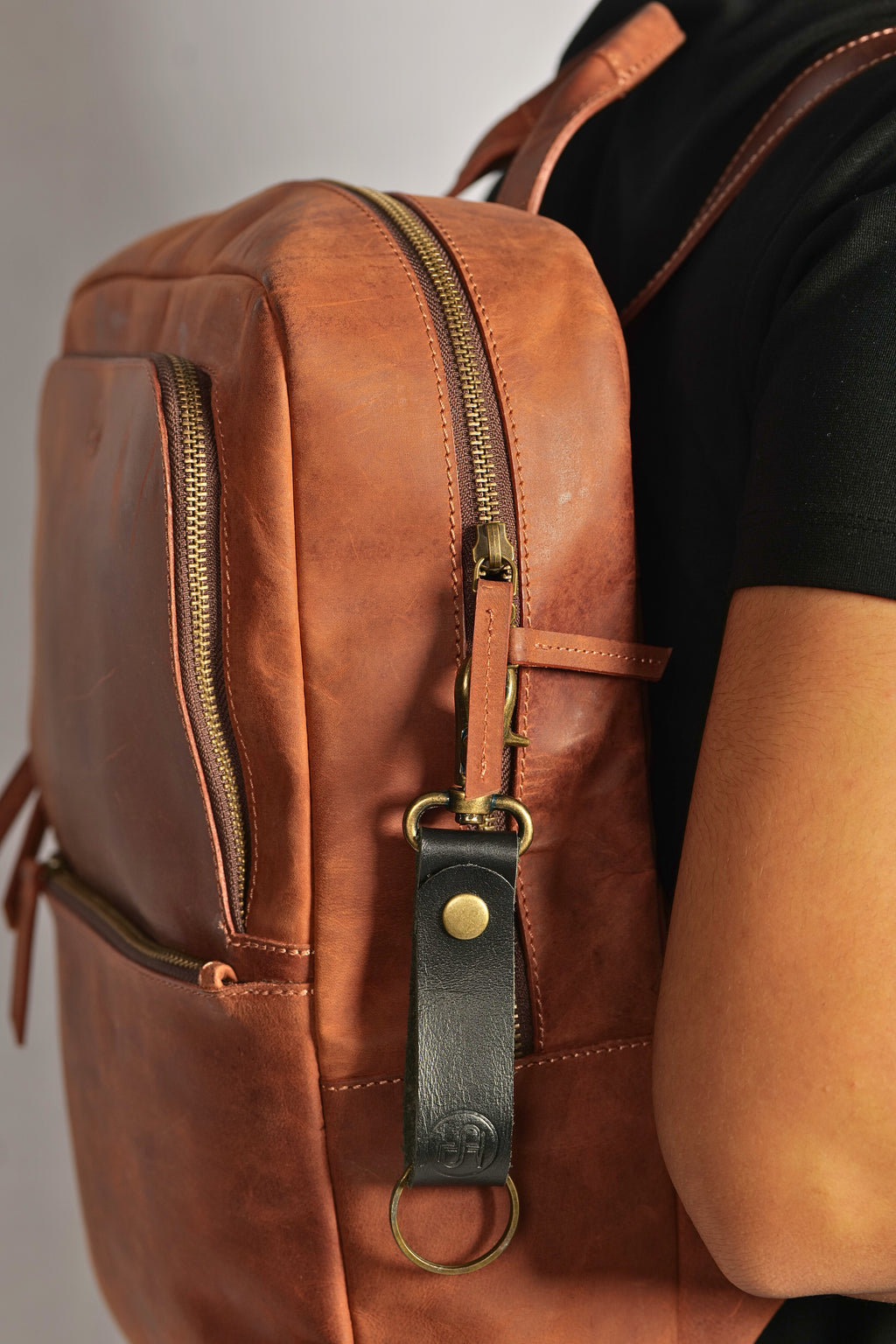 Leather Backpack In Brown Colour